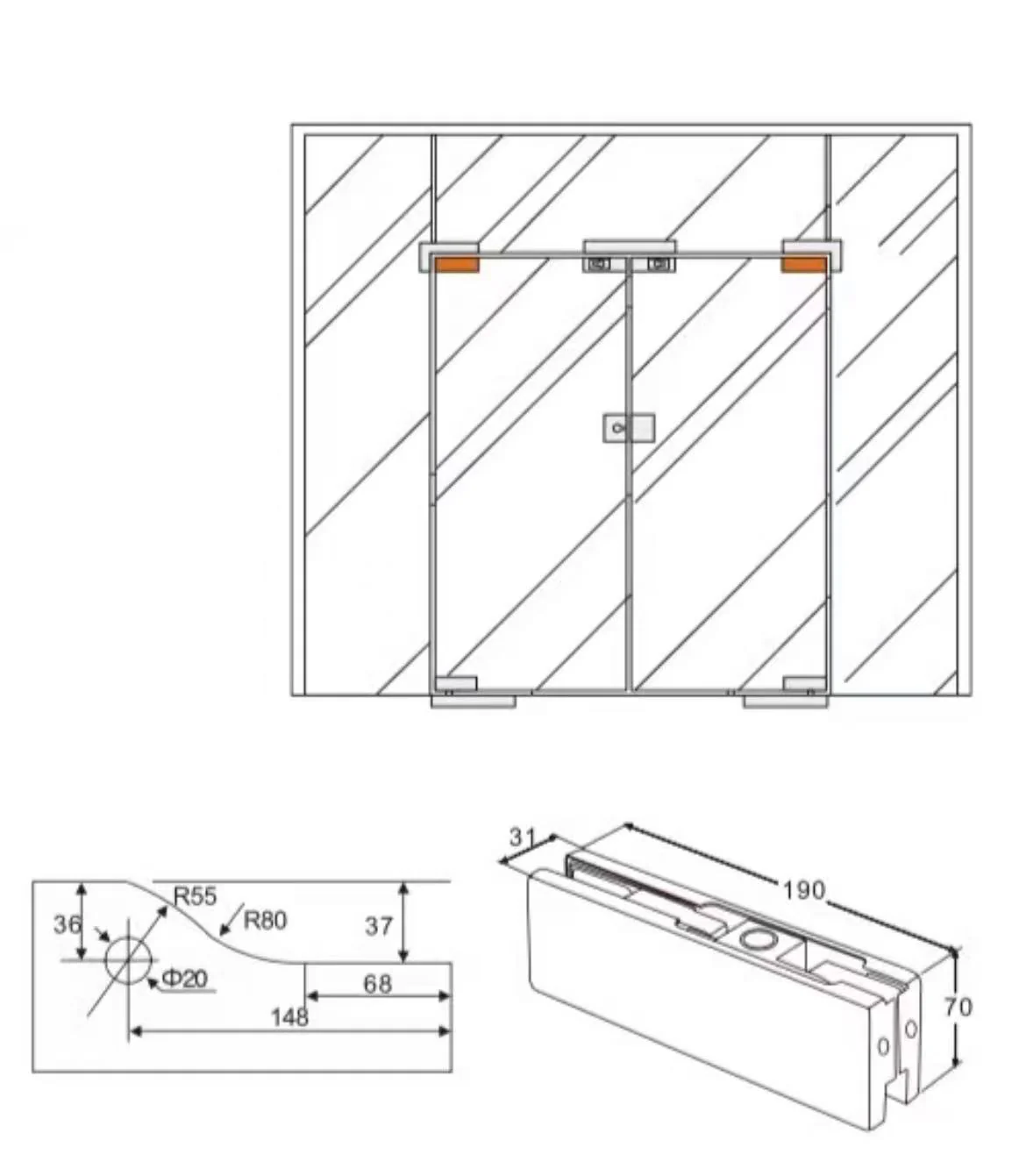 zawias hydrauliczny 190x70 BLACK - Image 2